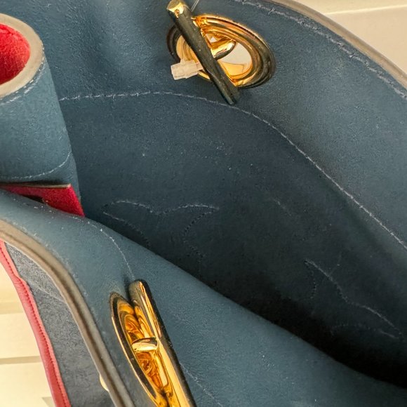 GUCCI Women's Blue Rajah Ny Yankees Large Suede & Leather Tote - Picture 7 of 15